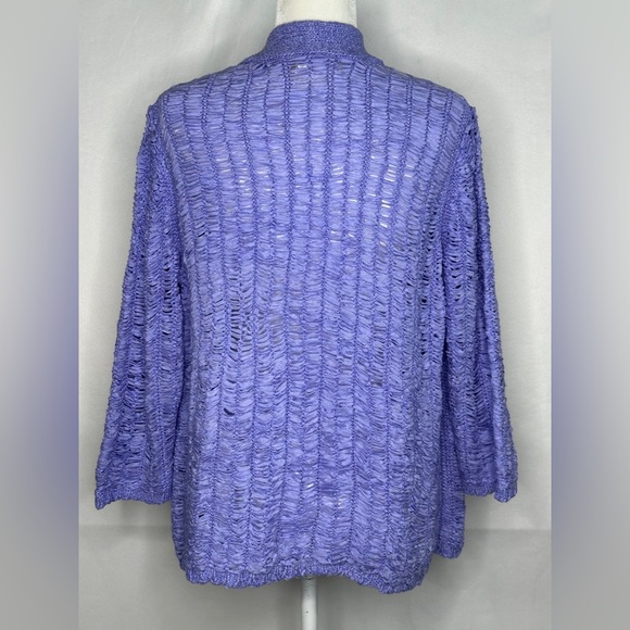 Chico's Lavender Open-Front Cardigan Loose Knit Boho Chic Sz 2 (L) - Picture 2 of 7